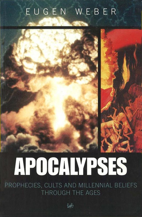 Boek 'Apocalypses' met een explosie en figuren in de rechterhelft.