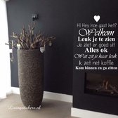 Muursticker woonkamer - Hi hey hoe gaat het Welkom leuk je te zien - Antraciet - 40x25 cm