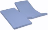 Damai - Hoeslaken dubbele split (tot 35 cm) - Katoen - 180 x 200 cm - Azure