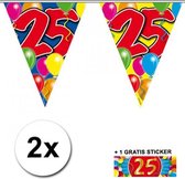2x vlaggenlijn 25 jaar met gratis sticker