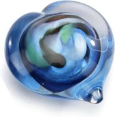 Glasobject Pebble hart blauw mini urn glas