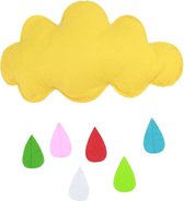 Ditto - Gekleurde Wolken Regen Geel Multi / Kinderkamer / Muurdecoratie