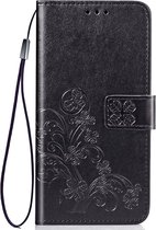 Shop4 - Xiaomi Redmi 7 Hoesje - Wallet Case Bloemen Patroon Zwart