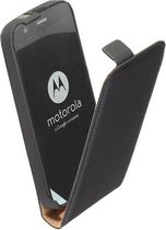 Motorola Moto G (2nd gen) 2014 Hoesje Lederlook Flip Case  Zwart