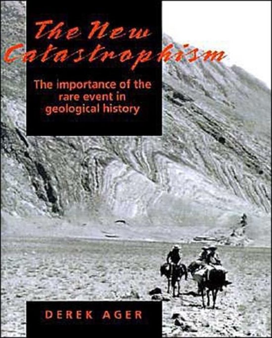 Boekomslag 'The New Catastrophism' door Derek Ager, met bergen en ruiters te paard.