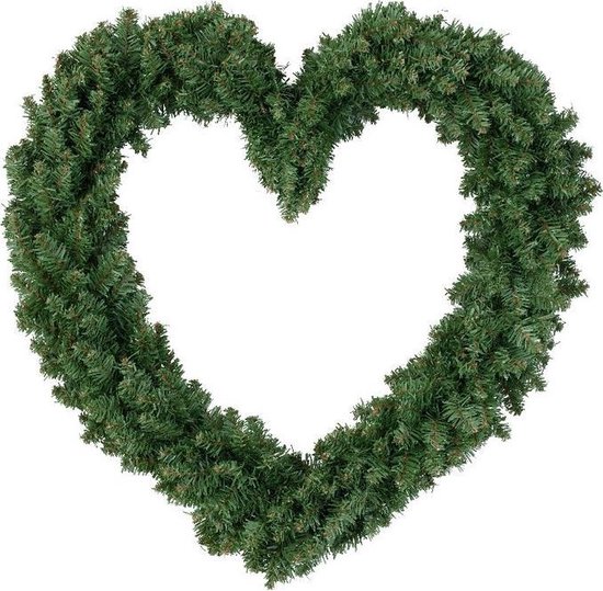 Décorations de Noël Couronne de Noël coeur vert 50 cm | bol.com