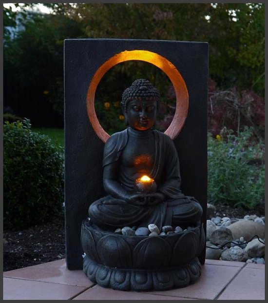 Stressvol ga verder Fonetiek Boeddha, Buddha, fontein, waterpartij, 58, 5 cm waterornament | bol.com