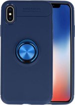 Navy Zacht TPU met Ringhouder hoesje voor Apple iPhone X