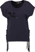 Garcia stevig blauw shirt met kraaltjes en pailletten Maat - S