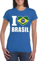 Blauw I love Brazilie fan shirt dames XL