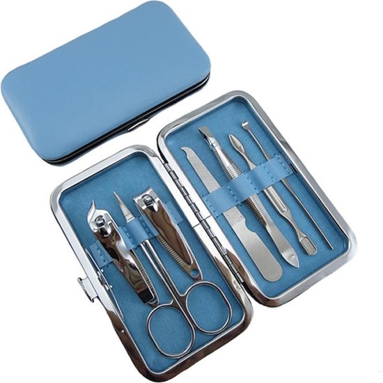 7-delige Manicure Set RVS - Blauw - Nagels Pedicure