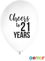 Ballonnen Cheers to 21 Years Wit met opdruk Zwart (helium)