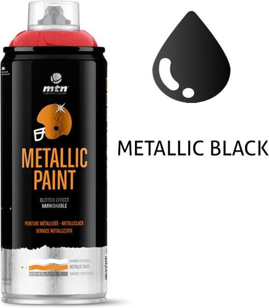 MTN metallic zwarte spuitverf - 400ml spuitbus voor diverse klus  doeleinden, bruikbaar... | bol.com