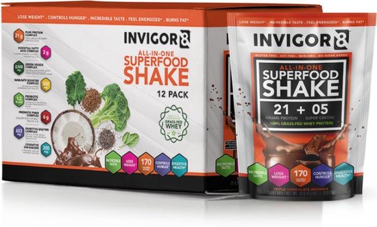 Invigor8 INVIGOR8 Superfood Shake Chocolate 12 stuks | bol