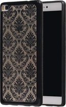 Zwart Brocant TPU back case cover hoesje voor Huawei P8