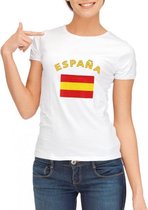 Wit dames t-shirt met vlag van Spanje L