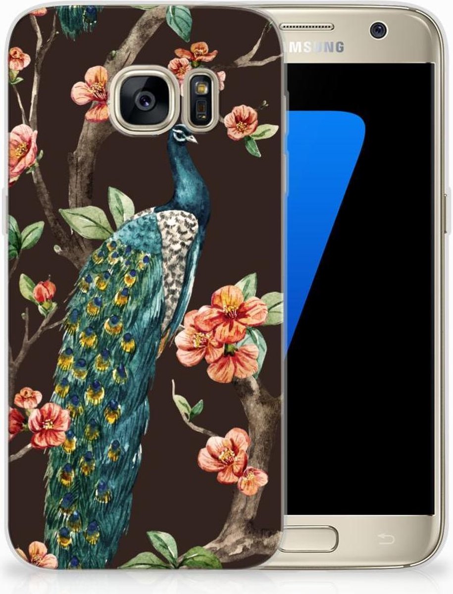 Samsung Galaxy S7 TPU Hoesje Pauw met Bloemen