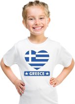 Griekenland hart vlag t-shirt wit jongens en meisjes L (146-152)