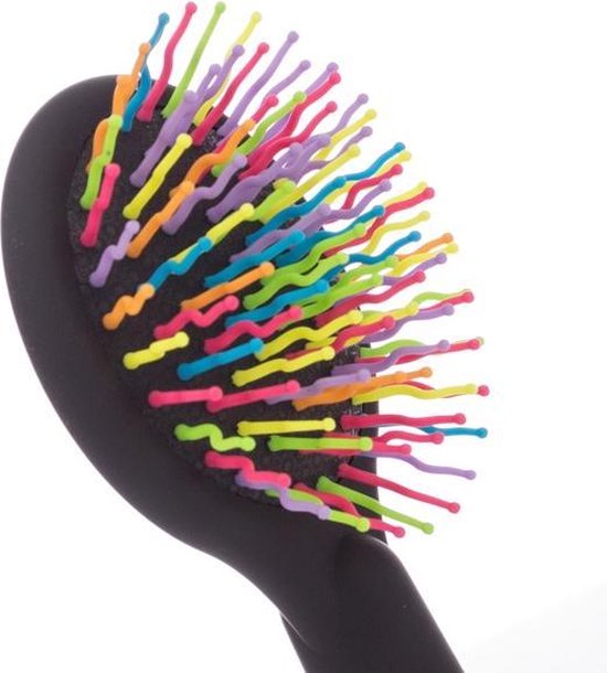Brosse Ronde à Cheveux B&S Arc-en-ciel Avec Miroir - 14,5 Cm - Neuf - Parfait Pour Coiffage