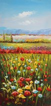 Schilderij landschap bloemen 50 x 100 Artello - handgeschilderd schilderij met signatuur - 700+ collectie Artello schilderijenkunst