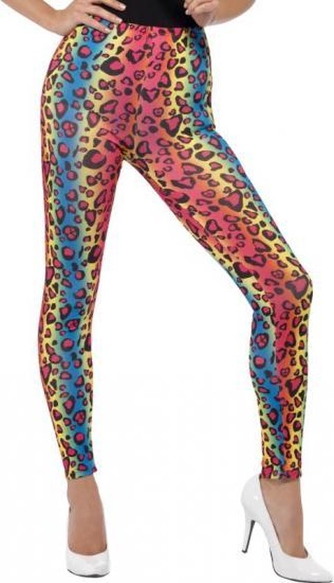 Gekleurde luipaardprint 80s legging verkleed kostuum dames - party thema -... | bol.com