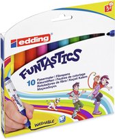 edding 14 FUNTASTICS - crayons de couleur pour enfants - lot de 10 - plume ronde 3 mm - pour colorier sur papier et carton de couleur claire - lavable sur la peau et les textiles