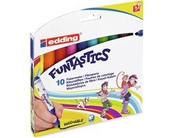 edding 14 FUNTASTICS - kleurstiften voor kinderen - set van 10 - ronde punt 3 mm - voor kleurplezier op lichtgekleurd papier en karton - uitwasbaar van huid en textiel - zomervakantie - kindercadeau