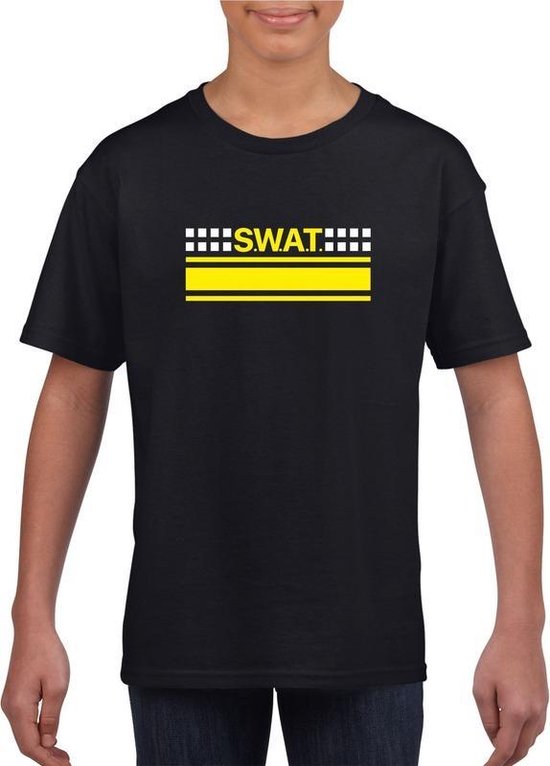 SWAT speciale eenheid logo zwart t-shirt voor jongens en meisjes - Politie verkleedkleding