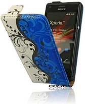 Alternate Bloem Blauw/Wit Flip Case Cover Hoesje Sony Xperia E