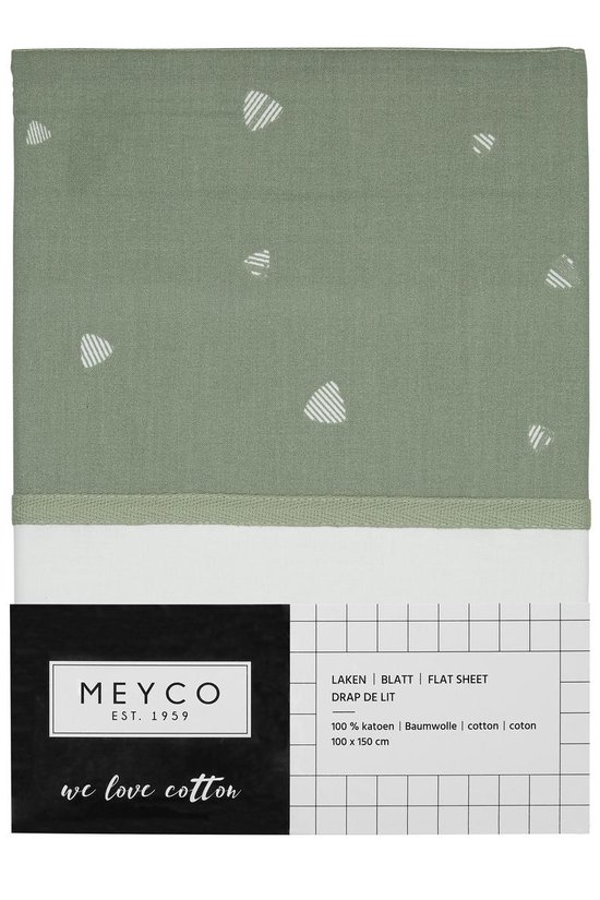 Meyco ledikantlaken Sweet triangle - 100x150 - stone green