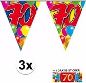 3x vlaggenlijn 70 jaar met gratis sticker