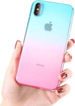 Apple Iphone X / XS Siliconen hoesje lichtblauw/roze