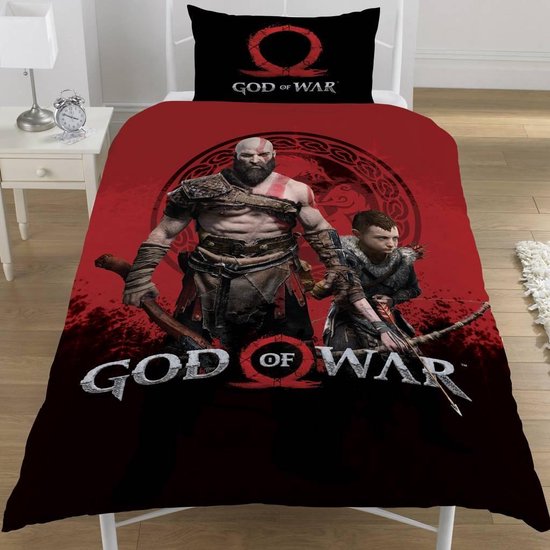 God of War Warriors - Dekbedovertrek - Eenpersoons - 135 x 200 cm - Rood