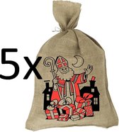 Sac Sinterklaas - Sac en jute - Sac en jute 80x50 cm - 5 pièces