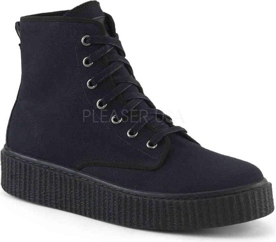EU 44 = US 11 | SNEEKER-201 | 1 1/2 PF Round Toe Lace Up Front High Top Creeper Sneaker,