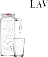 Lav glazen geschenkkan - karaf & 6 waterglazen (set) - Line/Line