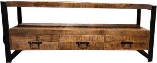 pensioen ontrouw leeg TV meubel mango hout + staal 150 cm breed | bol.com