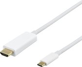 DELTACO USBC-HDMI1031-K USB-C naar HDMI-kabel 4k - HDCP 2.2, 3D - 3 meter - wit