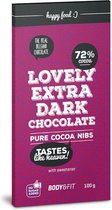 Body&Fit Smart Chocolate (0 Sucre & 72% cacao) - Éclats de fèvres de Cacao - 12 barres (1200 grammes)