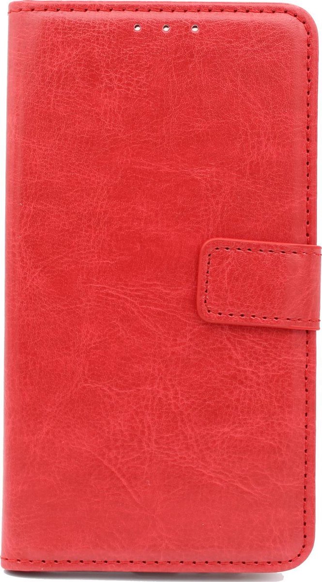 HB Hoesje Geschikt voor Samsung Galaxy J6 Plus - Portemonnee Book Case - Pasjeshouder en Magneetlipje - Rood