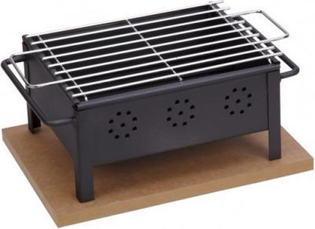 Tafel barbecue voor binnen en buiten 25x20cm inclusief RVS rooster.