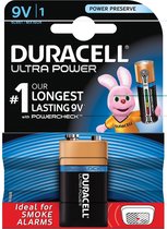 12x Duracell batterij Ultra Power 9V, op blister