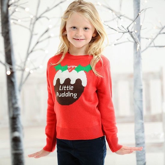 Kerstmis trui, Kerst trui voor meisjes met opdruk "Little Pudding", maat  146/152 | bol.com
