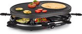 Gourmetstel Tristar RA-2996 – Raclette Gourmet 8 personen – Grillplaat met crêpevorm - Gourmetset ovaal - Zwart