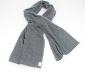Sjaal zwart/wit visgraat wol, Jansje Design
