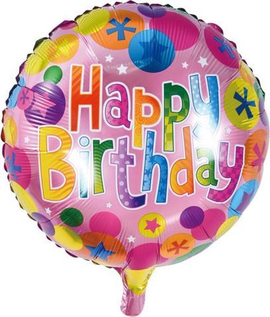Folie ballon ronde 40 cm Gefeliciteerd met je verjaardag Confetti