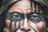 Geitenhuid hand beschilderd  kunstwerk Native Indian bruin