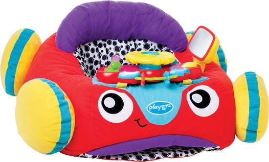 Playgro Comfy Car - Pluchen zitkussen Baby - Speelkussen Baby - Activiteitenkussen - Babyspeelgoed - Interactief Baby speelgoed - Babygym - Speelkleed Baby - Pluchen auto baby - Playgro Auto - Kraamcadeau - met licht en geluid- FFP verpakking