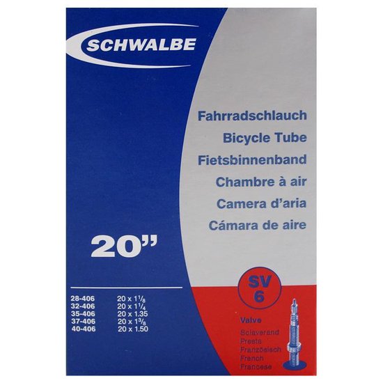 Schwalbe SV6 - Binnenband Fiets - Frans Ventiel - 40 mm - 20 x 1 1/8 - 1 3/8 - 150 — afbeelding 4