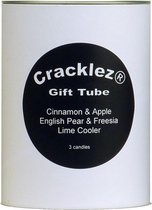Cracklez® Geschenkset wit met 3 knetter houtlont geur kaarsen naar keuze